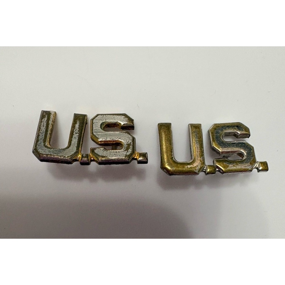 US Military Government Issued Lot Of 2 Lapel Pins Gold Silver Tone Insignia